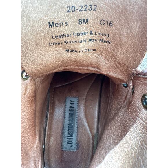Vintage Johnston & Murphy Wingtip Boots Brown Leather Brogue Size 8